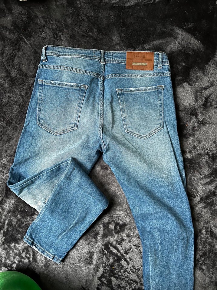 Gri Yırtık Detaylı Erkek Kot Pantolon - Görsel 2