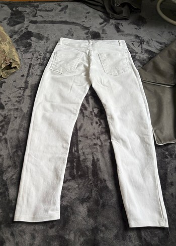 Beyaz Midi Denim Kadın Pantolon - Görsel 3