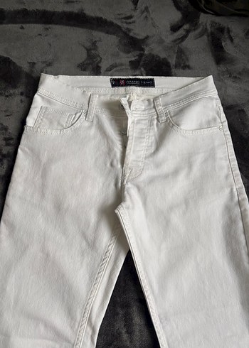 Beyaz Midi Denim Kadın Pantolon - Görsel 2