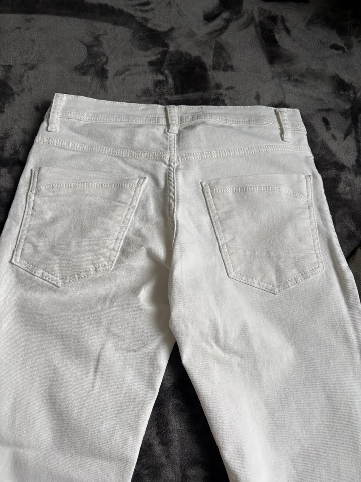 Beyaz Midi Denim Kadın Pantolon - Görsel 4