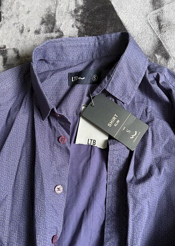 Erkek Gömlek Kısa Kollu Pamuklu Mor - Görsel 4