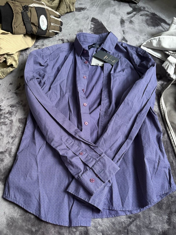 Erkek Gömlek Kısa Kollu Pamuklu Mor - Görsel 2