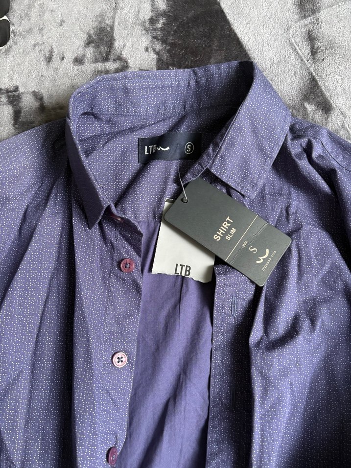 Erkek Gömlek Kısa Kollu Pamuklu Mor - Görsel 4