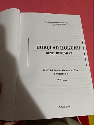  Hukuk kitabı borçlar genel Ahmet Kılıçoğlu