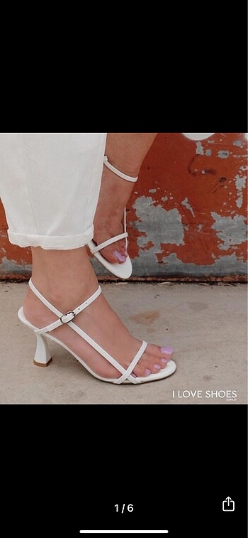 Beyaz topuklu ayakkabı sandalet ı love shoes