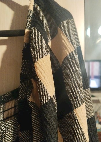 Siyah Ekose Midi Elbise - Görsel 8