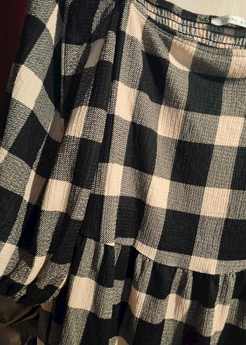 Siyah Ekose Midi Elbise - Görsel 2