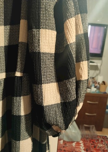 Siyah Ekose Midi Elbise - Görsel 4