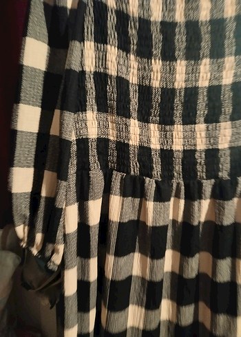 Siyah Ekose Midi Elbise - Görsel 11