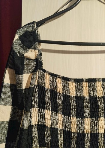Siyah Ekose Midi Elbise - Görsel 12