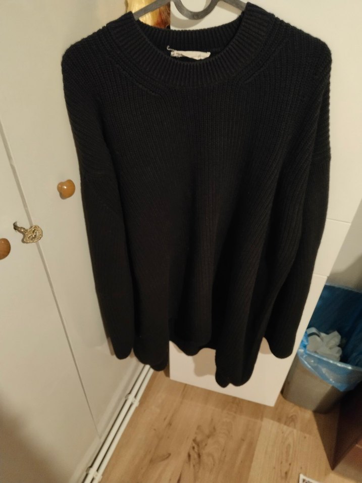 Siyah Örgü Kadın Midi Kazak - Görsel 3