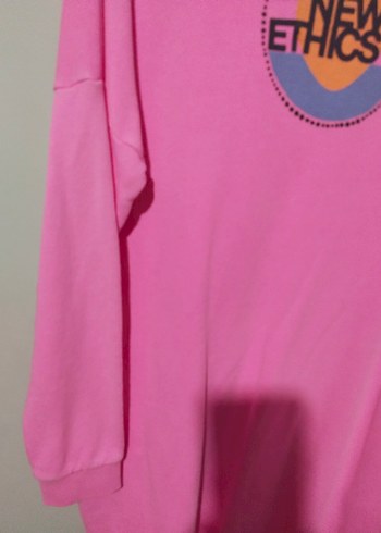 Pembe Kadın Uzun Kollu sweatshirt elbise - Görsel 5