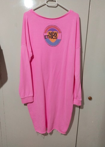 Pembe Kadın Uzun Kollu sweatshirt elbise - Görsel 3