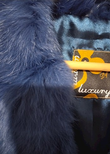 Kürk Detaylı Mavi Kadın Yelek - Görsel 7