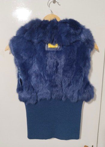 Kürk Detaylı Mavi Kadın Yelek - Görsel 4