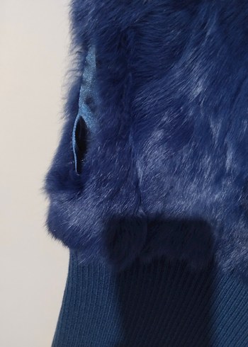 Kürk Detaylı Mavi Kadın Yelek - Görsel 6
