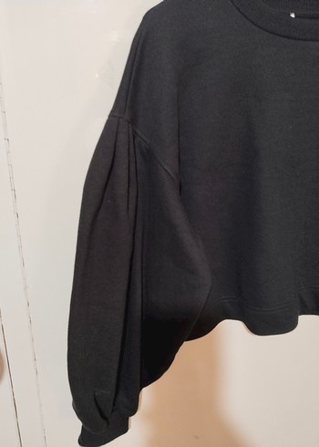 Siyah Kadın Salaş Sweatshirt - Görsel 2