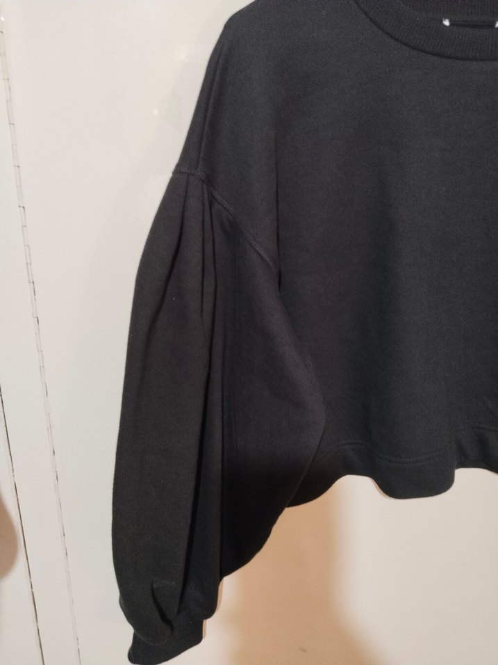 Siyah Kadın Salaş Sweatshirt - Görsel 2