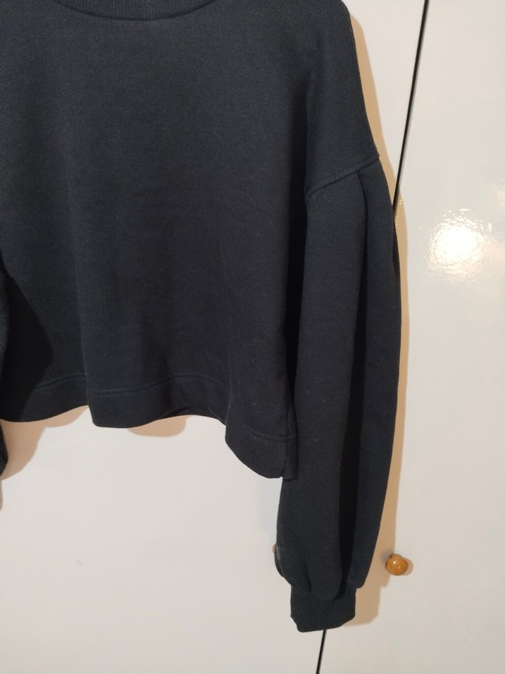 Siyah Kadın Salaş Sweatshirt - Görsel 3