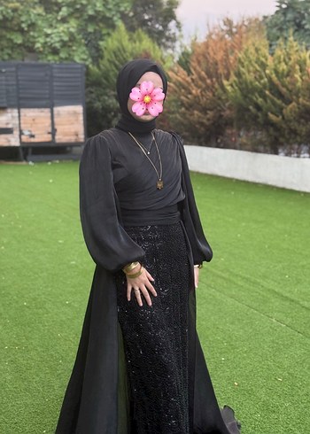Uzun Siyah Gotik Drape Abiye Elbise