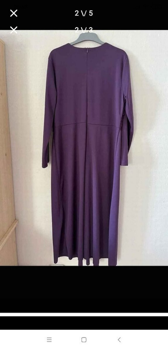 Mor Uzun Kollu Piliseli Kadın Elbise - Görsel 2