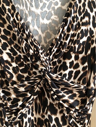 m Beden Leopar elbise