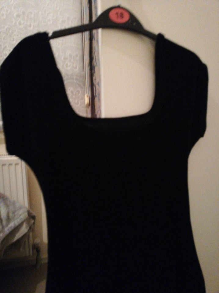 kare yaka kadife Midi Elbise - Görsel 4