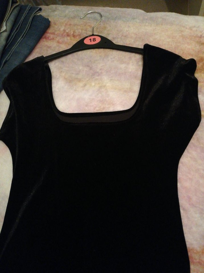 kare yaka kadife Midi Elbise - Görsel 2