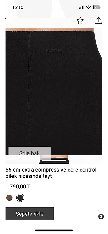 xs Beden siyah Renk Oysho extra compressive core control tayt
