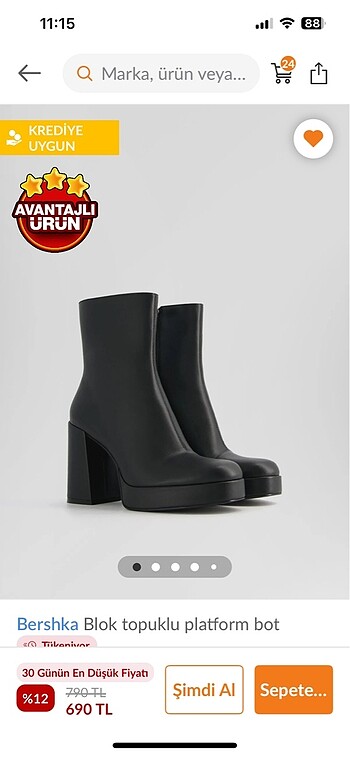 38 Beden siyah Renk Etiketli bershka platform bot