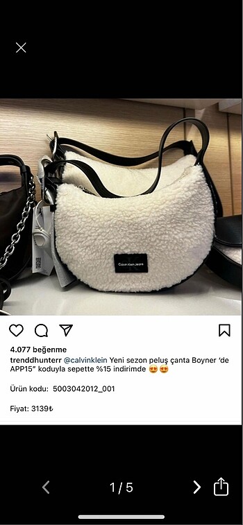 Calvin klein peluş çanta