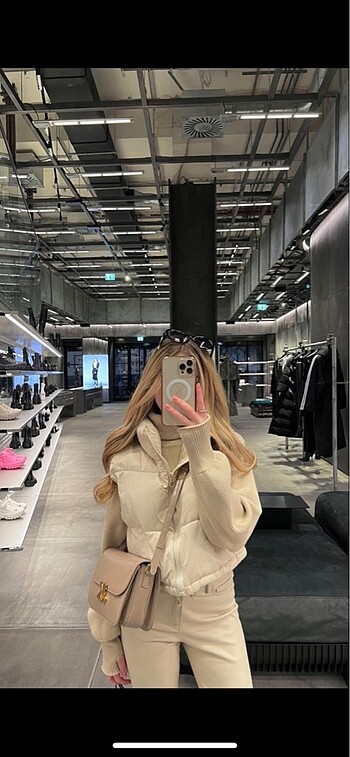 Stradivarius camel deri mont yelek