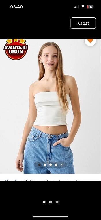 Bershka saten crop etiketlidir