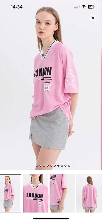 l Beden pembe Renk Etiketli London defacto kolej tshirt