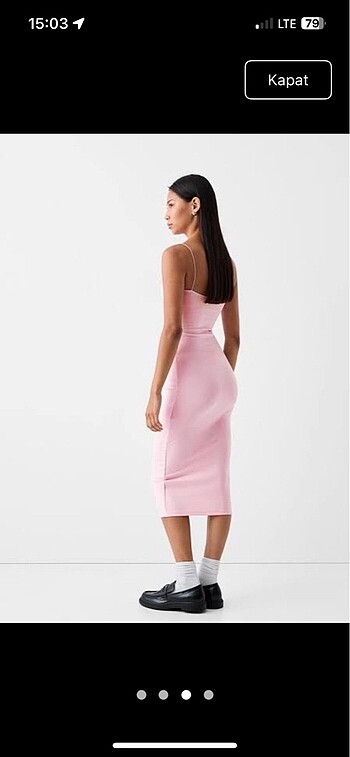 Bershka Bershka askılı pembe kalem elbise