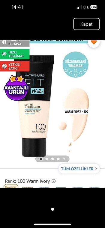 Maybelline fit me fondöten 100 denendi sadece yeni alındı