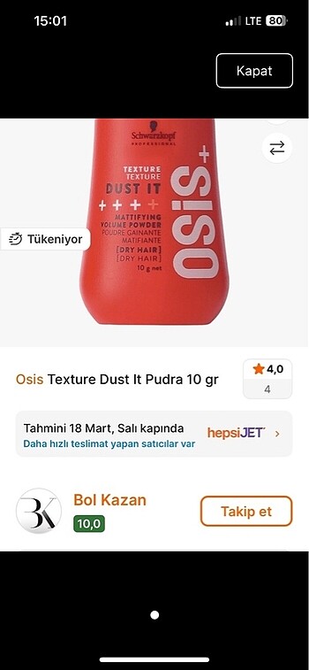 Osis texture dust it pudra saç hacimlendirici pudra