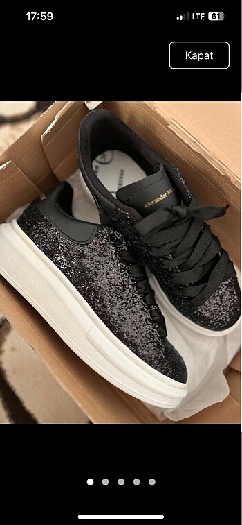 Alexander McQueen Simli parlak Alexander mcqueen sıfır kutulu ayakkabı