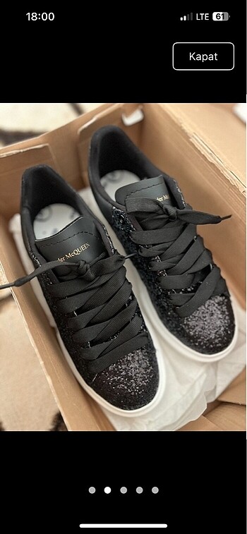 38 Beden Simli parlak Alexander mcqueen sıfır kutulu ayakkabı