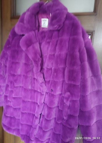 Mor Midi Boy Suni Kürk Ceket - Görsel 2