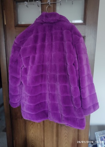 Mor Midi Boy Suni Kürk Ceket - Görsel 3