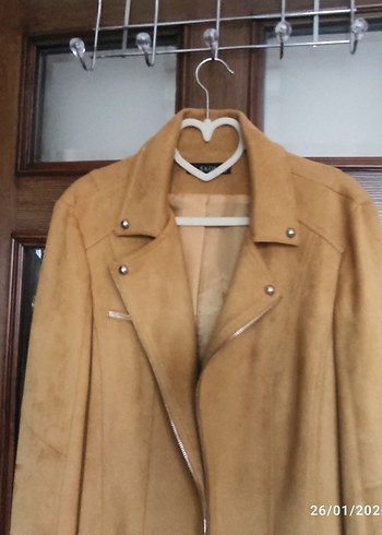 Kahverengi Süet Kemerli Kadın Deri Ceket - Görsel 2