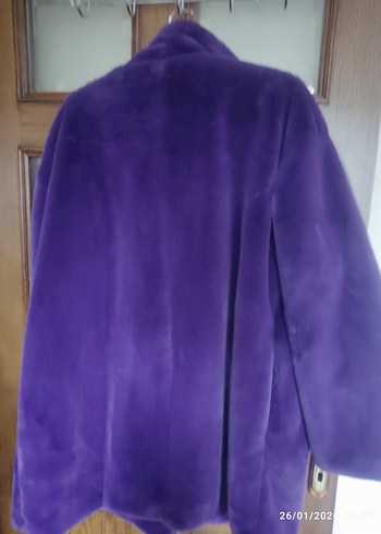 Mor Kadın Midi Boy Kürk Mont - Görsel 3
