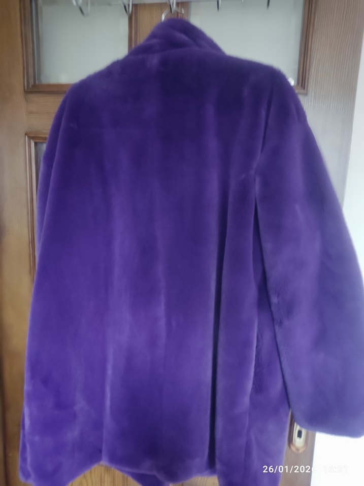 Mor Kadın Midi Boy Kürk Mont - Görsel 3
