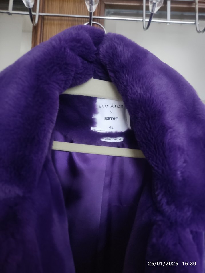 Mor Kadın Midi Boy Kürk Mont - Görsel 2