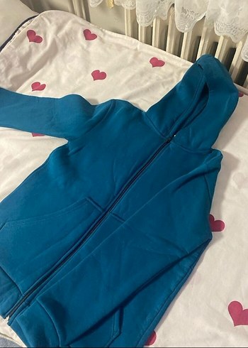 Defacto Kadin Mavi Kapusonlu Fermuarli Sweatshirt Esofman Takimi