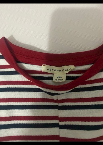 Bordo Çizgili Kısa Kollu Kadın Tişört - Görsel 2