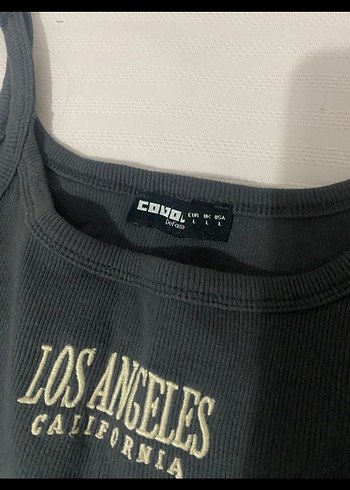 Siyah Kadın askılı crop Los Angeles Baskılı - Görsel 2