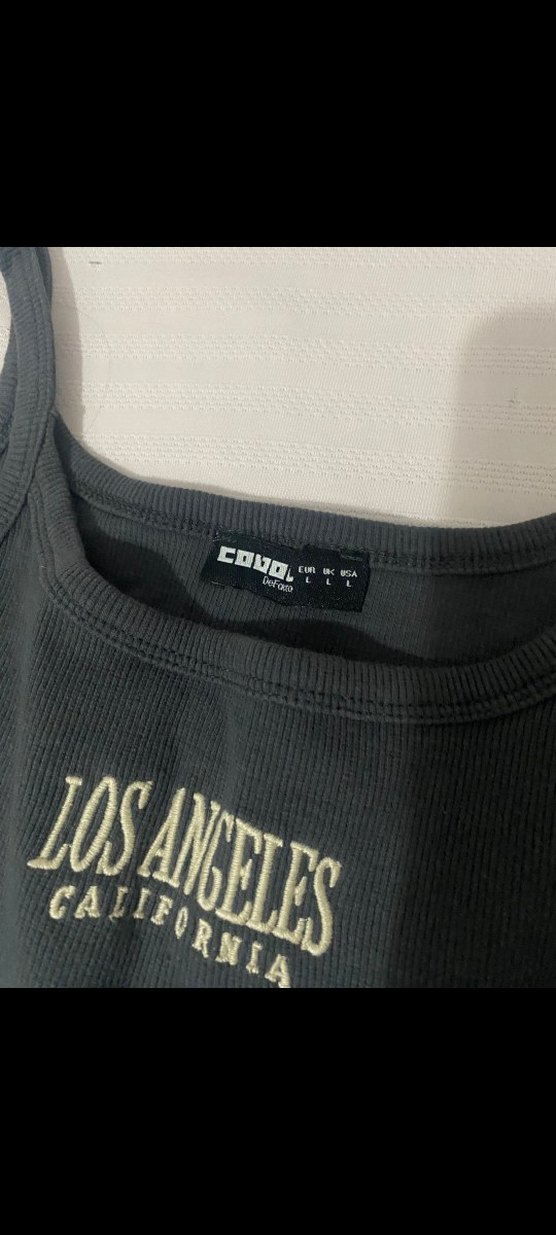 Siyah Kadın askılı crop Los Angeles Baskılı - Görsel 2