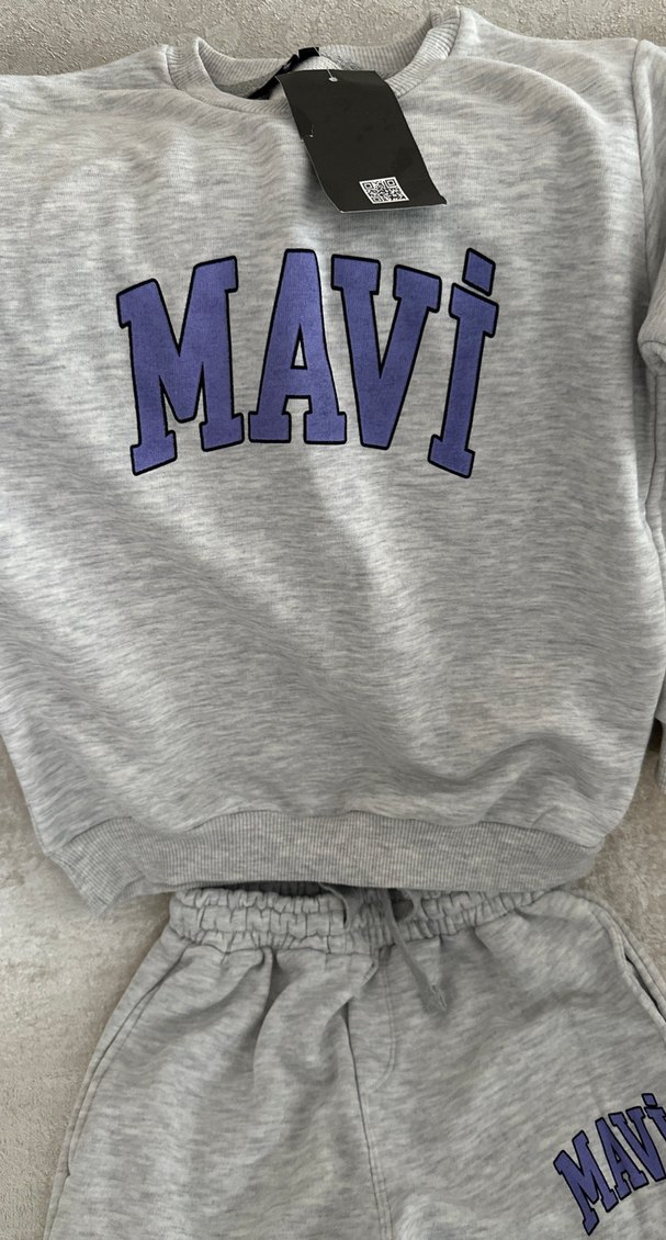 Gri Mavi Baskılı Kız Eşofman Takımı - Görsel 2